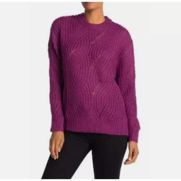 RXB Chunky Cable Knit Sweater Medium Purple - Picture 1 of 7